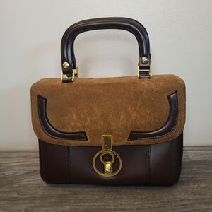 Vintage Foka Of Spain Two Tone Brown Suede & Leather Top Handle Bag MCM